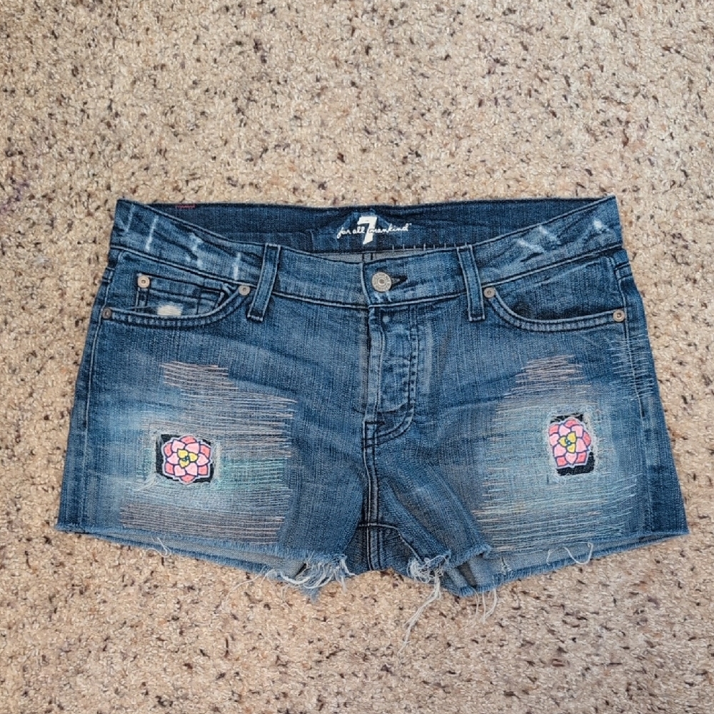 7 For All Mankind Stylish Blue Denim Shorts